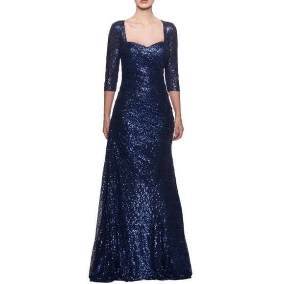 LA Femme Blue Sequin Gown - Picture 1 of 11